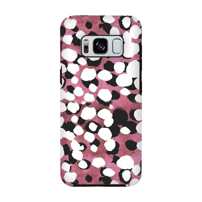 Galaxy S8 StrongFit Ink spots on metallic pink stone by Oana 
