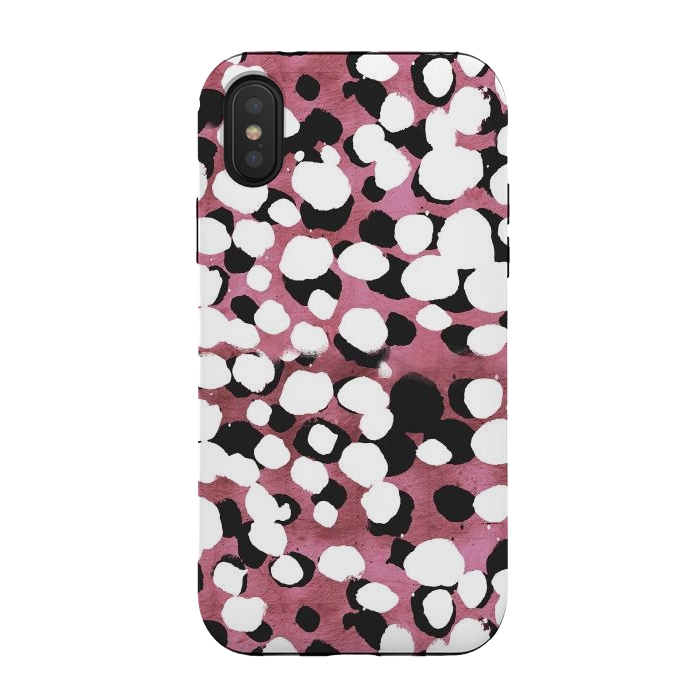 iPhone Xs / X StrongFit Ink spots on metallic pink stone by Oana 