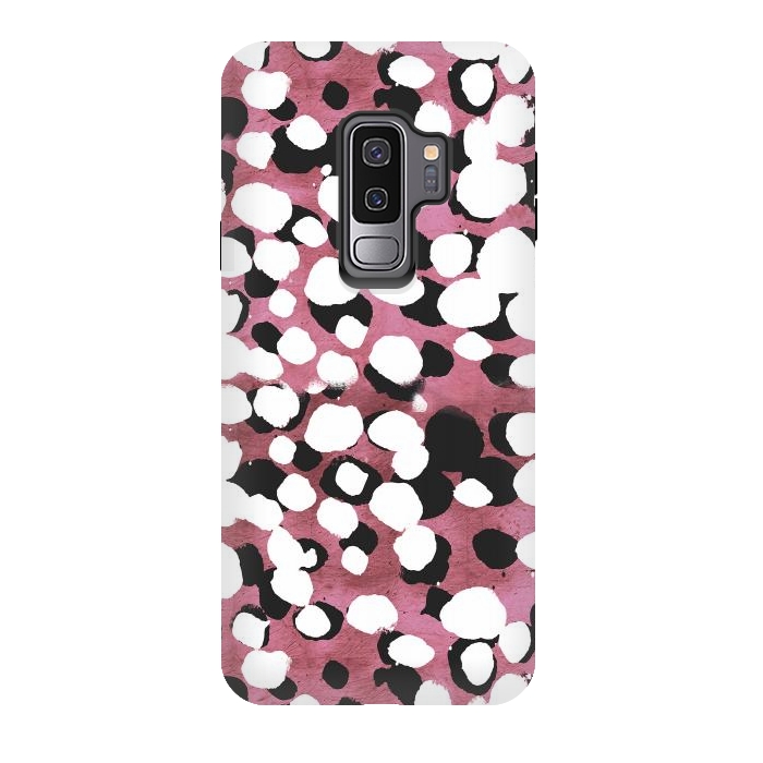 Galaxy S9 plus StrongFit Ink spots on metallic pink stone by Oana 