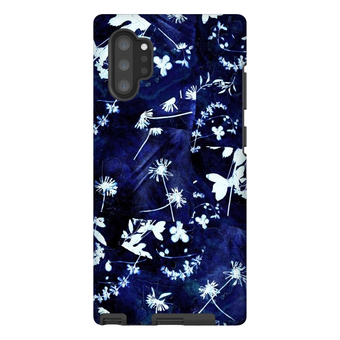 Galaxy Note 10 plus StrongFit Pressed flowers indigo cyanotype by Oana 