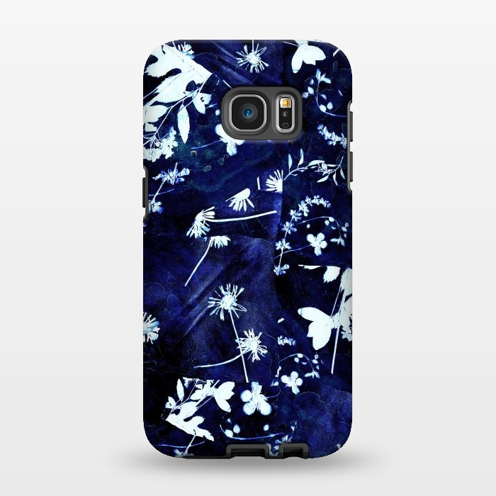 Galaxy S7 EDGE StrongFit Pressed flowers indigo cyanotype by Oana 