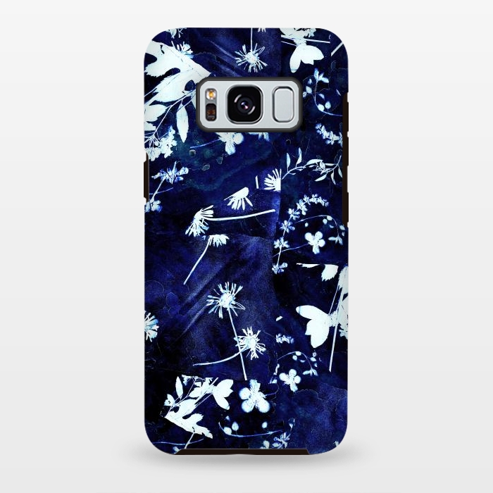 Galaxy S8 plus StrongFit Pressed flowers indigo cyanotype by Oana 