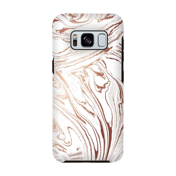 Galaxy S8 StrongFit White marble with rose gold details by Oana 