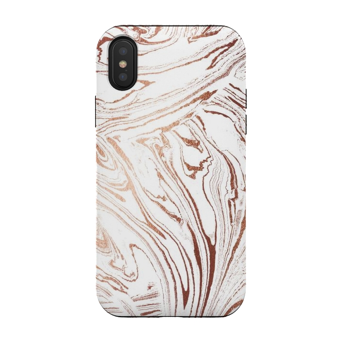 iPhone Xs / X StrongFit White marble with rose gold details by Oana 