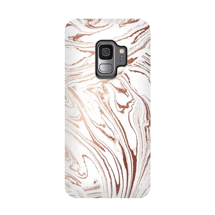 Galaxy S9 StrongFit White marble with rose gold details by Oana 