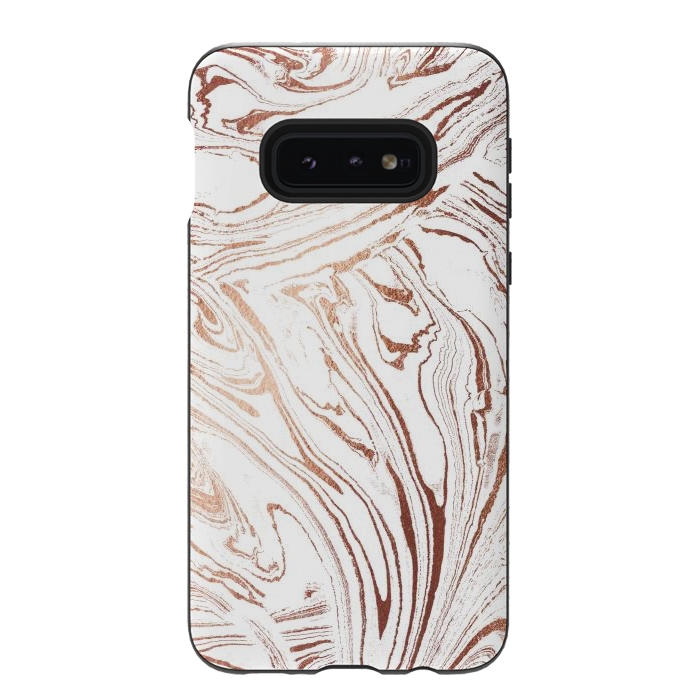 Galaxy S10e StrongFit White marble with rose gold details by Oana 