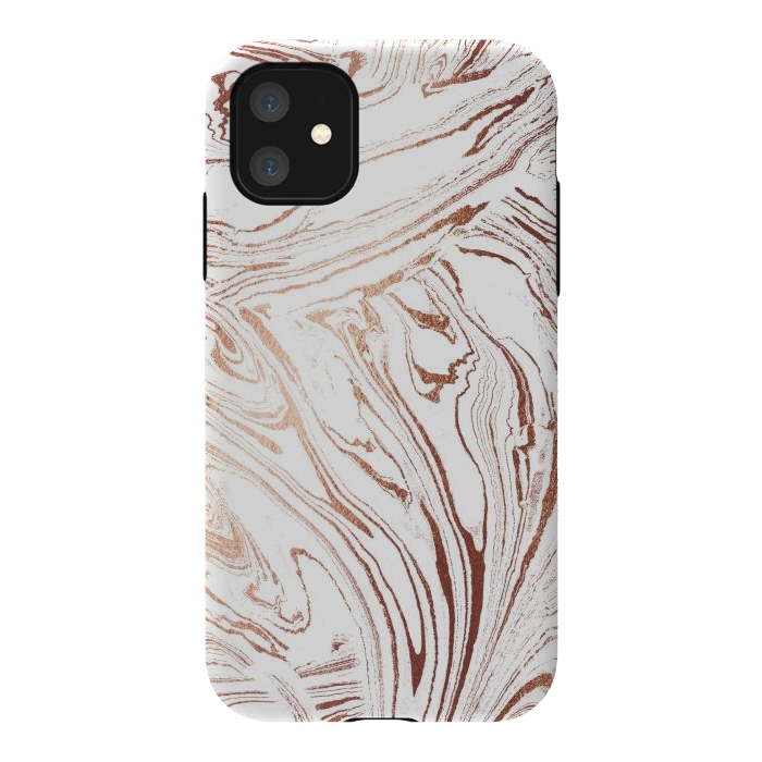 iPhone 11 StrongFit White marble with rose gold details by Oana 