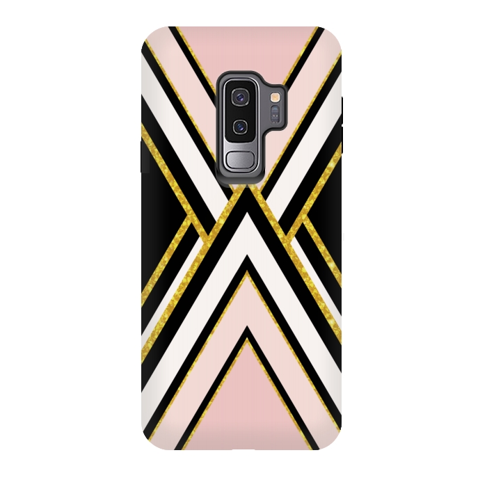 Galaxy S9 plus StrongFit Pink gold geometric by Jms