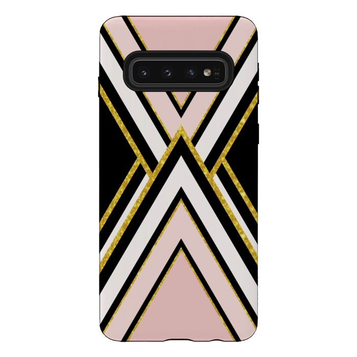 Galaxy S10 StrongFit Pink gold geometric by Jms