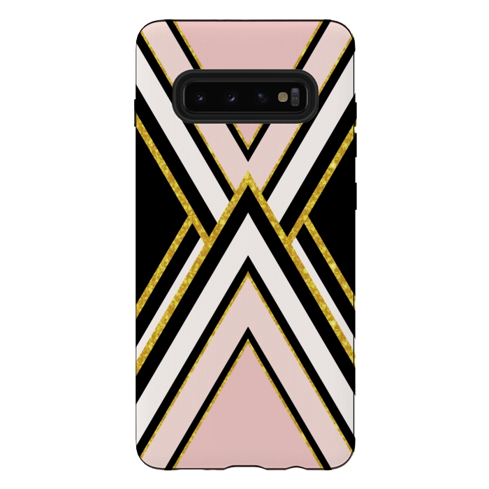Galaxy S10 plus StrongFit Pink gold geometric by Jms