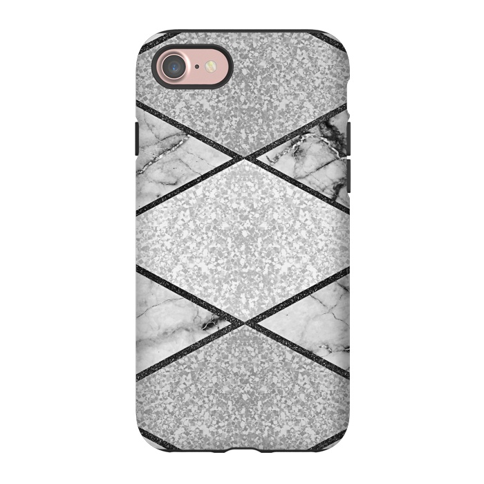 iPhone 7 StrongFit Silver glitters marble by Jms