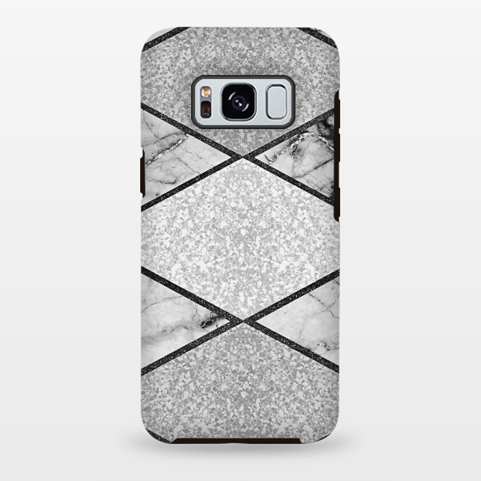 Galaxy S8 plus StrongFit Silver glitters marble by Jms