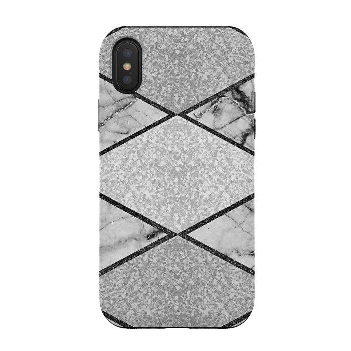 iPhone Xs / X StrongFit Silver glitters marble by Jms