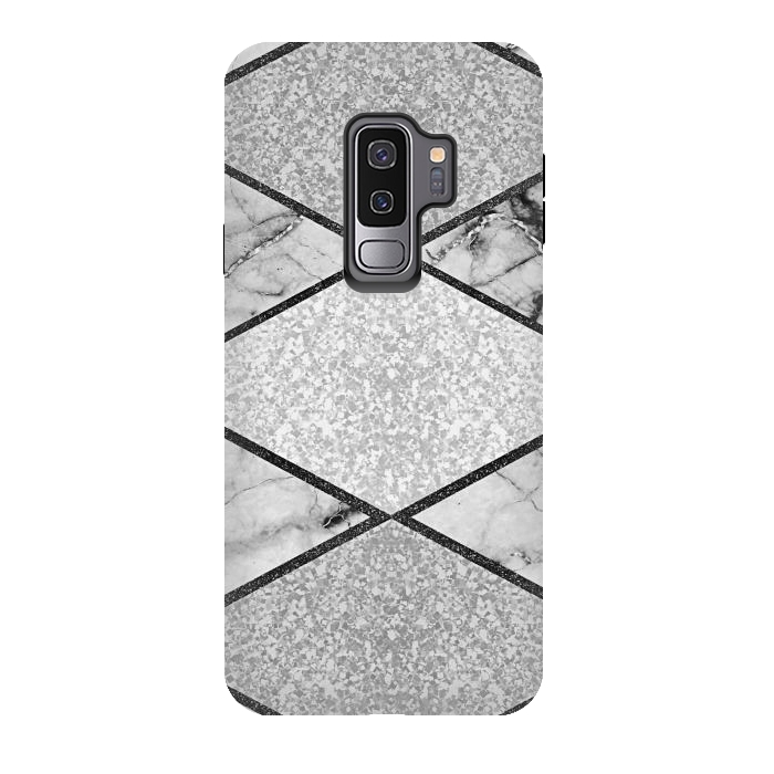 Galaxy S9 plus StrongFit Silver glitters marble by Jms