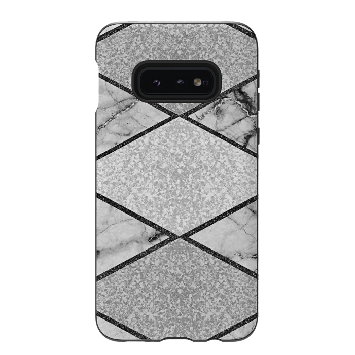 Galaxy S10e StrongFit Silver glitters marble by Jms