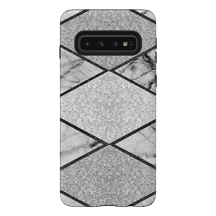 Galaxy S10 StrongFit Silver glitters marble by Jms