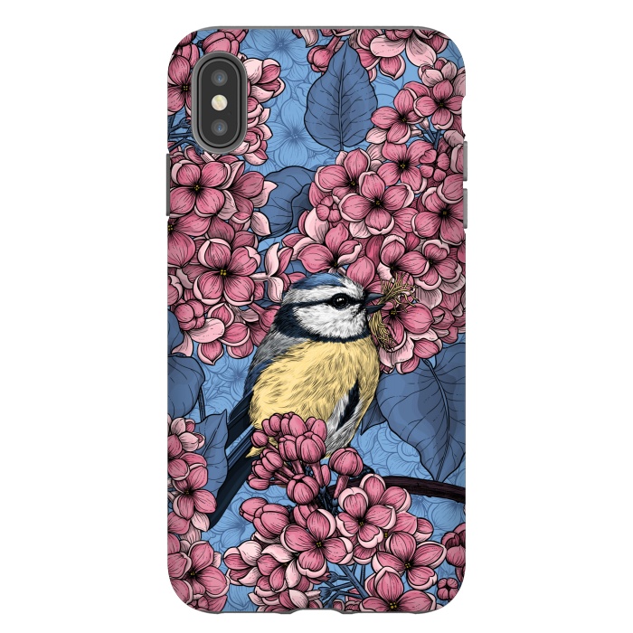 iPhone Xs Max StrongFit Tit bird in the lilac garden by Katerina Kirilova