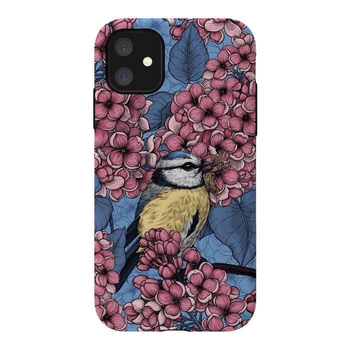 iPhone 11 StrongFit Tit bird in the lilac garden by Katerina Kirilova