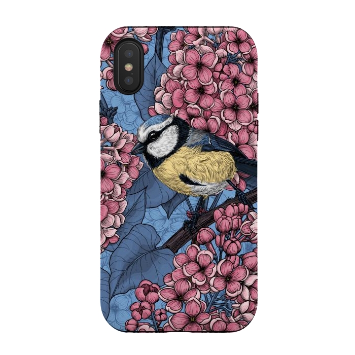iPhone Xs / X StrongFit Tit bird in the lilac garden 2 by Katerina Kirilova