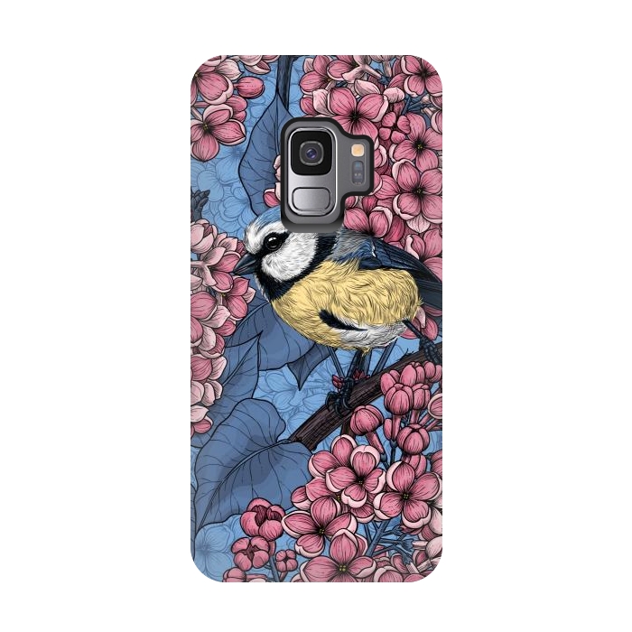 Galaxy S9 StrongFit Tit bird in the lilac garden 2 by Katerina Kirilova