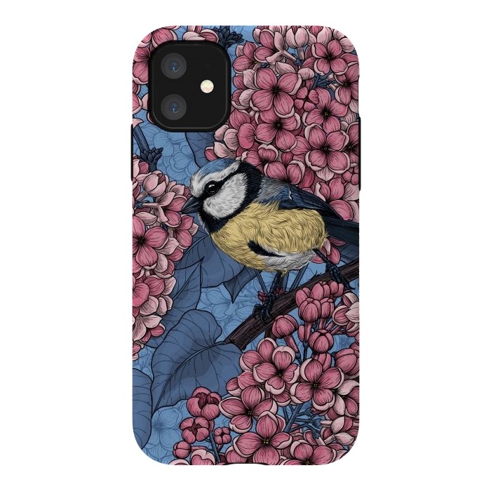 iPhone 11 StrongFit Tit bird in the lilac garden 2 by Katerina Kirilova