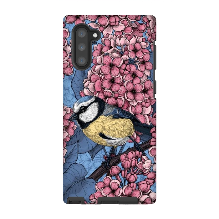 Galaxy Note 10 StrongFit Tit bird in the lilac garden 2 by Katerina Kirilova