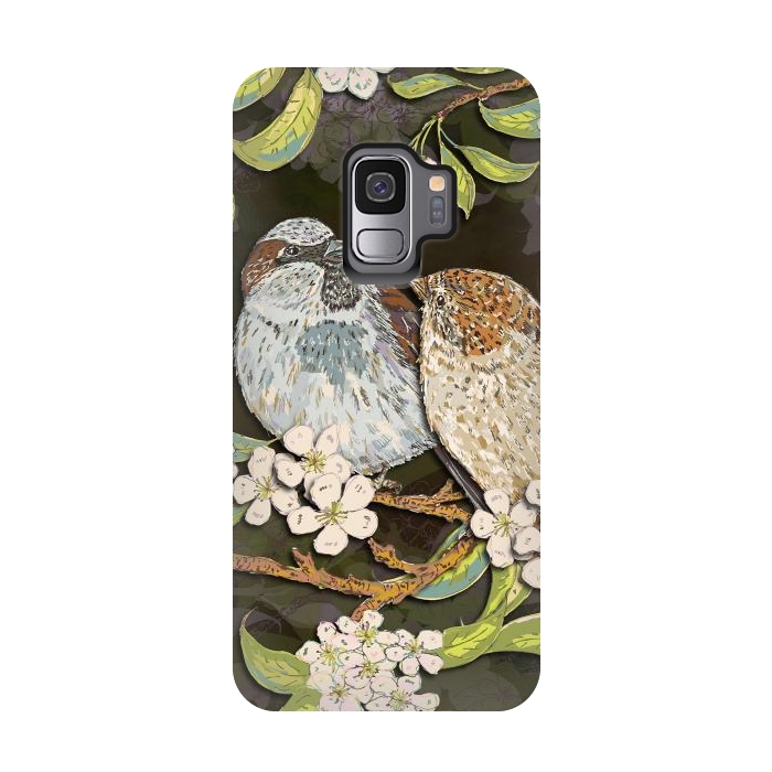 Galaxy S9 StrongFit Sweet Sparrows by Lotti Brown