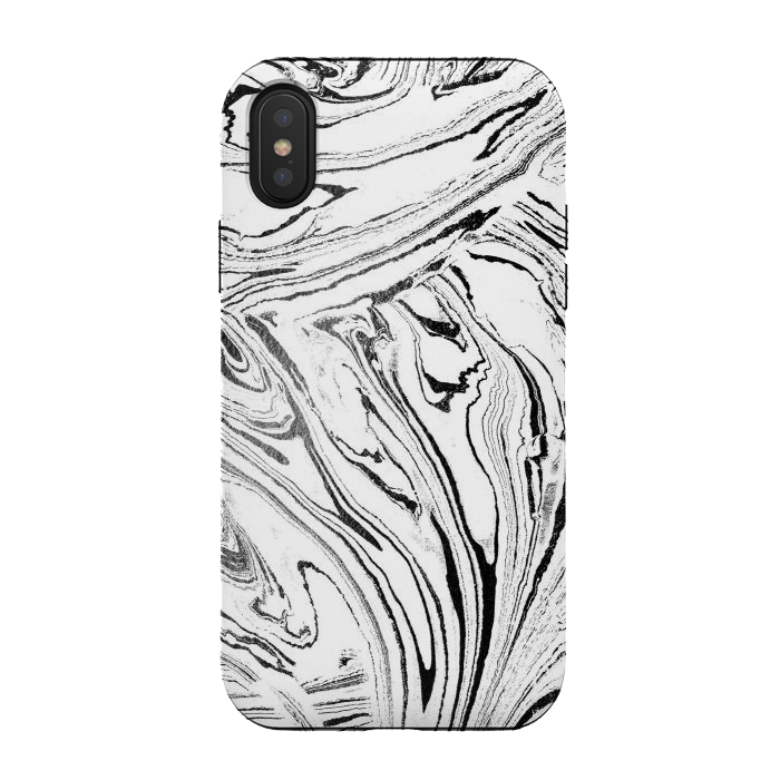 iPhone Xs / X StrongFit White liquid marble paint by Oana 