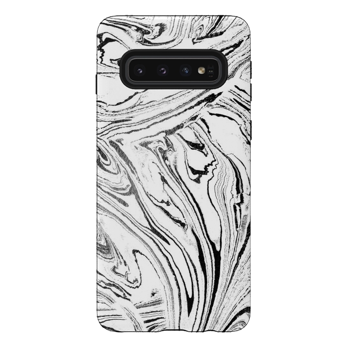 Galaxy S10 StrongFit White liquid marble paint by Oana 