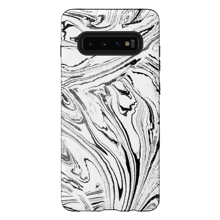 Galaxy S10 plus StrongFit White liquid marble paint by Oana 