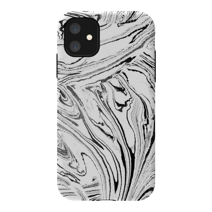 iPhone 11 StrongFit White liquid marble paint by Oana 