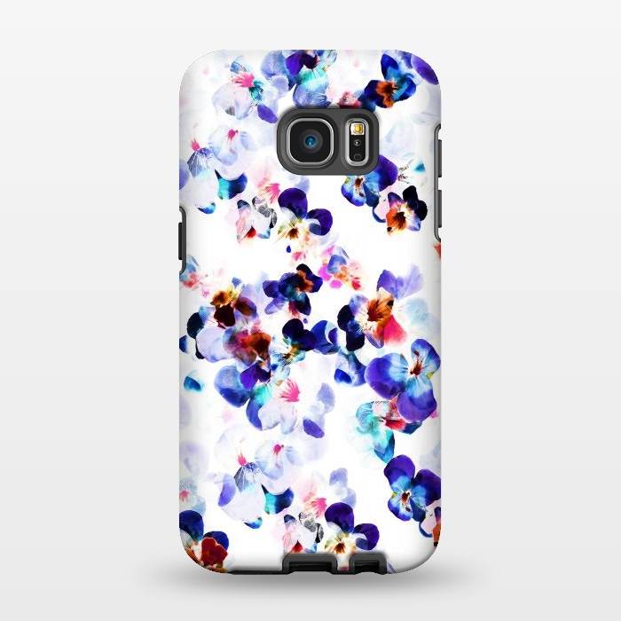 Galaxy S7 EDGE StrongFit Blue purple pansy petals by Oana 