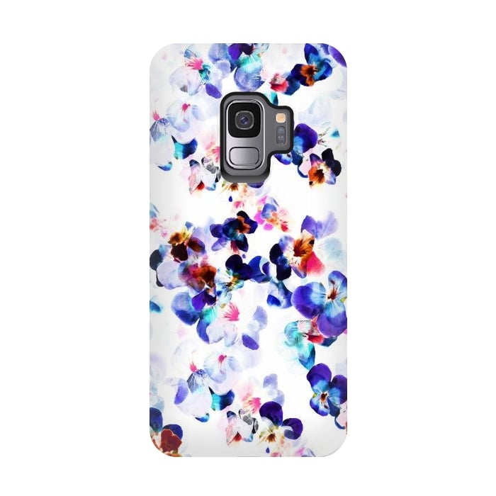 Galaxy S9 StrongFit Blue purple pansy petals by Oana 