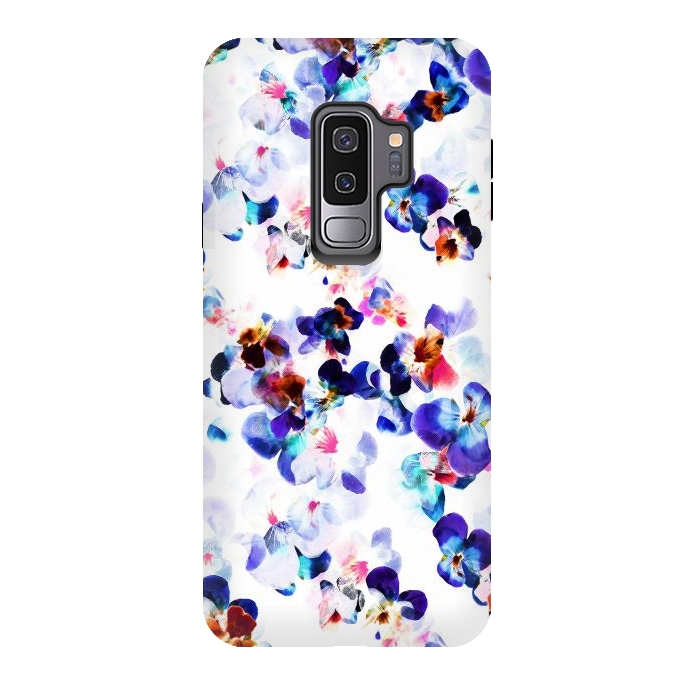 Galaxy S9 plus StrongFit Blue purple pansy petals by Oana 