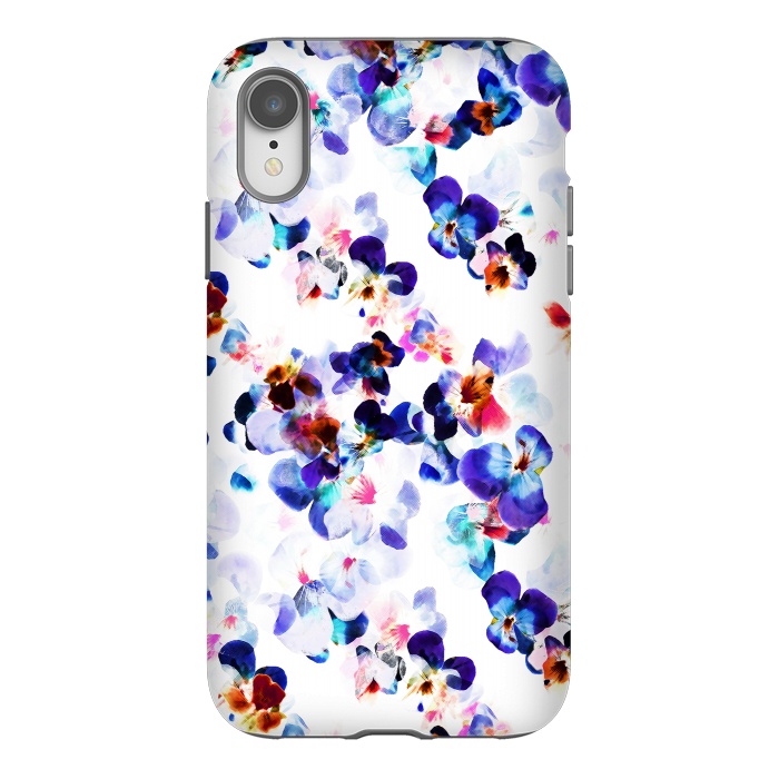 iPhone Xr StrongFit Blue purple pansy petals by Oana 