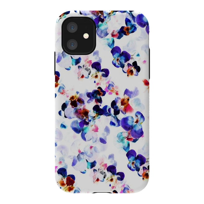 iPhone 11 StrongFit Blue purple pansy petals by Oana 