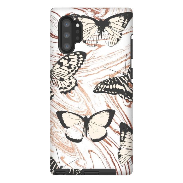 Galaxy Note 10 plus StrongFit Butterflies and gold painted marble by Oana 
