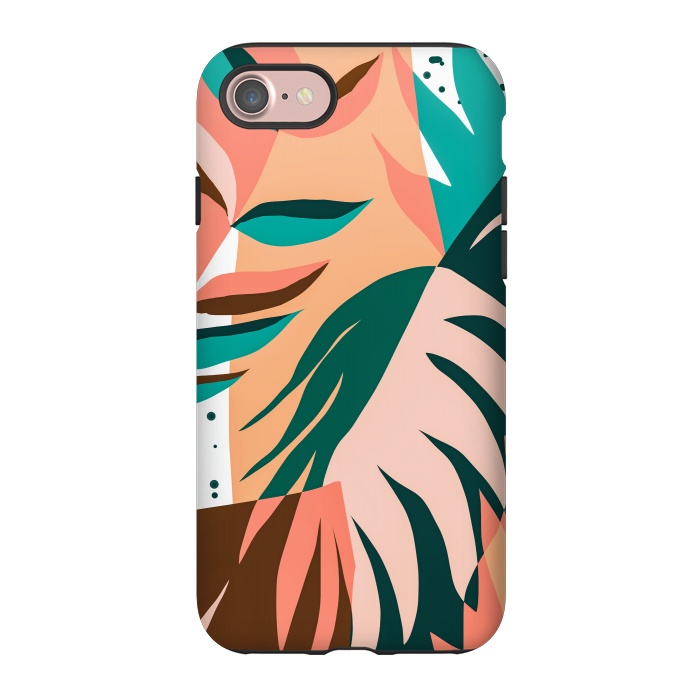 iPhone 7 StrongFit Watching The Leaves Turn, Tropical Autumn Colorful Eclectic Abstract Palm Nature Boho Graphic Design by Uma Prabhakar Gokhale