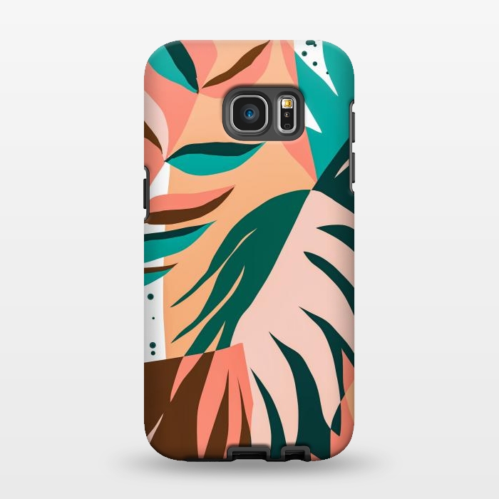Galaxy S7 EDGE StrongFit Watching The Leaves Turn, Tropical Autumn Colorful Eclectic Abstract Palm Nature Boho Graphic Design by Uma Prabhakar Gokhale