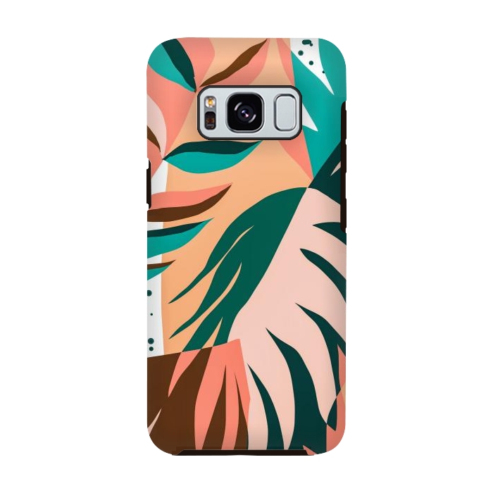 Galaxy S8 StrongFit Watching The Leaves Turn, Tropical Autumn Colorful Eclectic Abstract Palm Nature Boho Graphic Design by Uma Prabhakar Gokhale