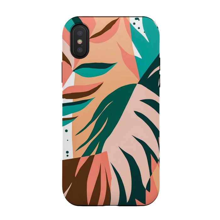 iPhone Xs / X StrongFit Watching The Leaves Turn, Tropical Autumn Colorful Eclectic Abstract Palm Nature Boho Graphic Design by Uma Prabhakar Gokhale