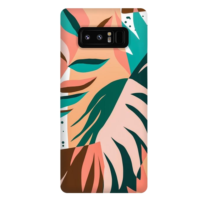 Galaxy Note 8 StrongFit Watching The Leaves Turn, Tropical Autumn Colorful Eclectic Abstract Palm Nature Boho Graphic Design by Uma Prabhakar Gokhale