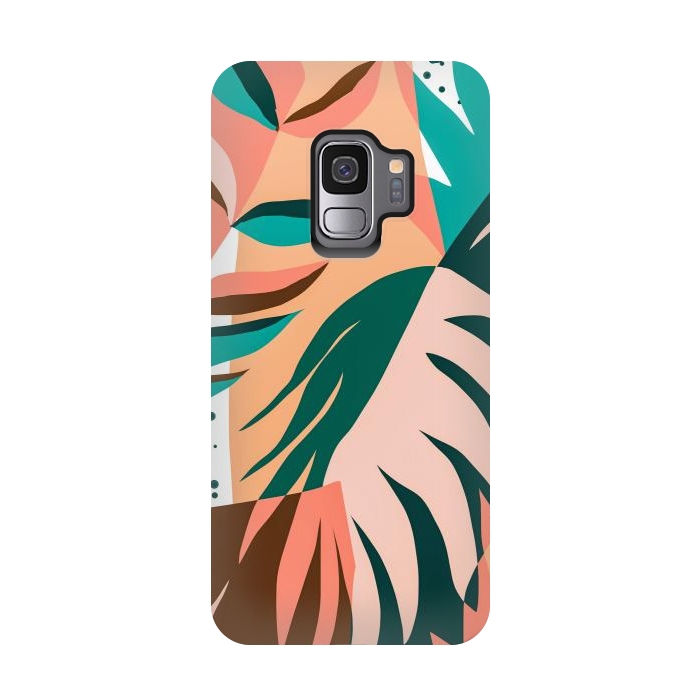 Galaxy S9 StrongFit Watching The Leaves Turn, Tropical Autumn Colorful Eclectic Abstract Palm Nature Boho Graphic Design by Uma Prabhakar Gokhale