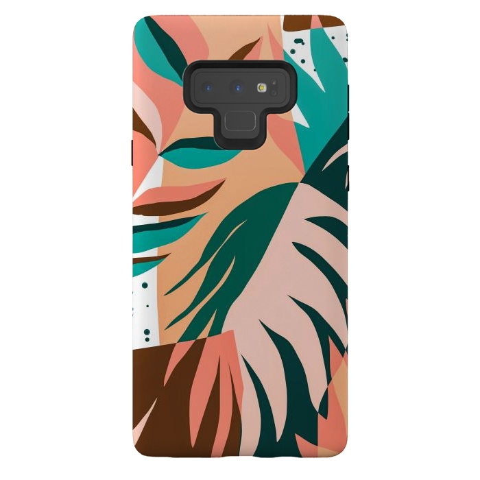 Galaxy Note 9 StrongFit Watching The Leaves Turn, Tropical Autumn Colorful Eclectic Abstract Palm Nature Boho Graphic Design by Uma Prabhakar Gokhale