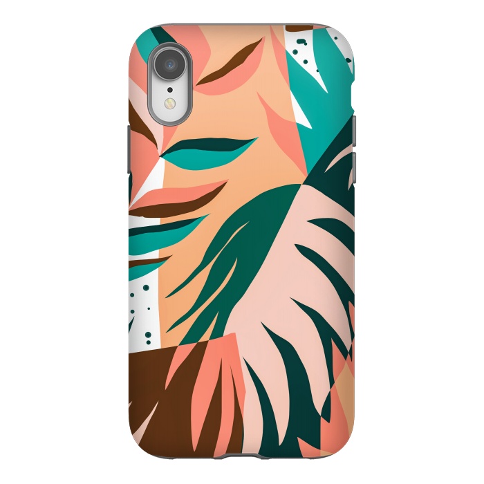 iPhone Xr StrongFit Watching The Leaves Turn, Tropical Autumn Colorful Eclectic Abstract Palm Nature Boho Graphic Design by Uma Prabhakar Gokhale