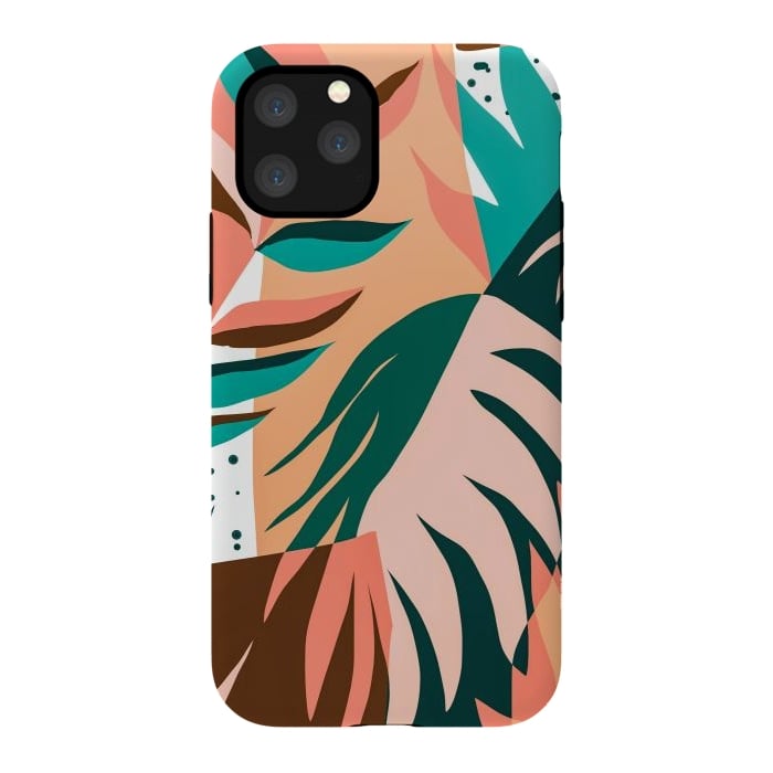 iPhone 11 Pro StrongFit Watching The Leaves Turn, Tropical Autumn Colorful Eclectic Abstract Palm Nature Boho Graphic Design by Uma Prabhakar Gokhale