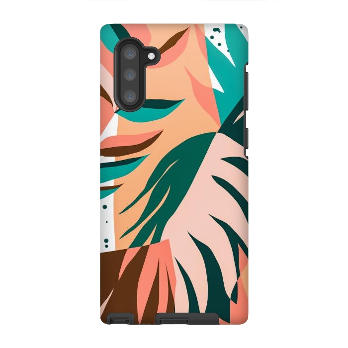 Galaxy Note 10 StrongFit Watching The Leaves Turn, Tropical Autumn Colorful Eclectic Abstract Palm Nature Boho Graphic Design by Uma Prabhakar Gokhale