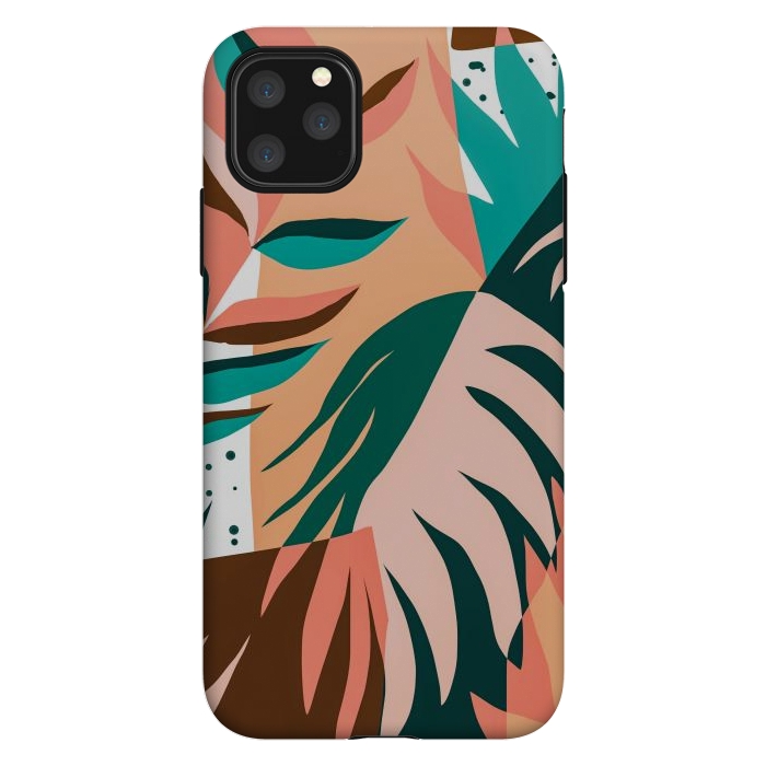 iPhone 11 Pro Max StrongFit Watching The Leaves Turn, Tropical Autumn Colorful Eclectic Abstract Palm Nature Boho Graphic Design by Uma Prabhakar Gokhale