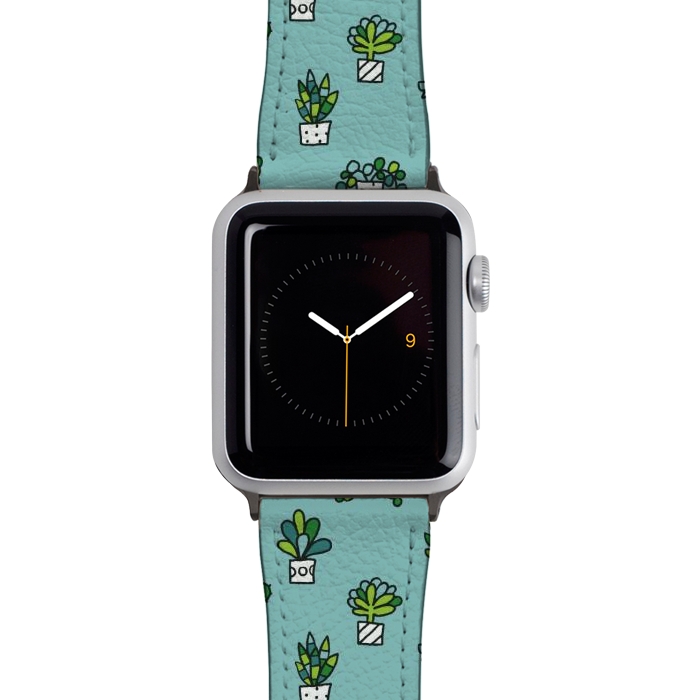 Watch 38mm / 40mm Strap PU leather Cute house plants by Anna Alekseeva