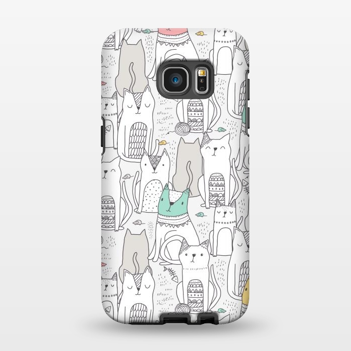 Galaxy S7 EDGE StrongFit Doodle cute cats by Anna Alekseeva